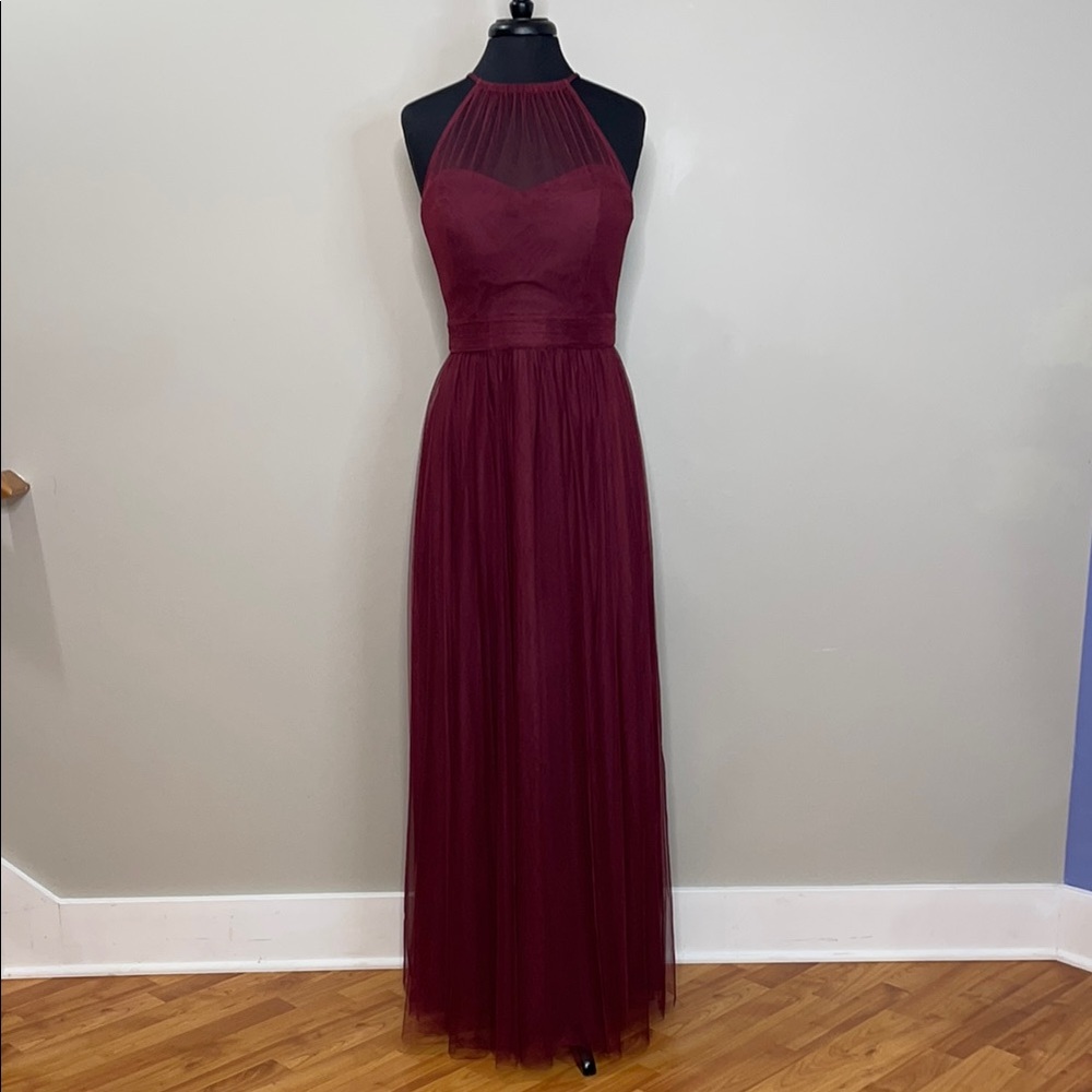 Bill Levkoff Burgundy Halter Maxi Gown Size 10